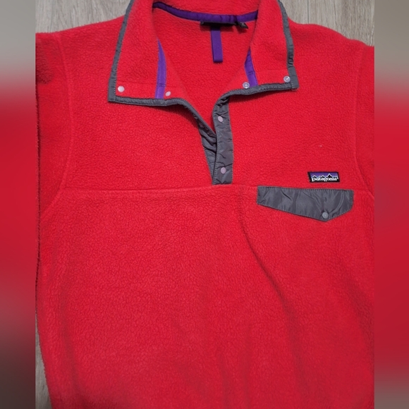 Vintage Patagonia Synchilla Snap T Sweater Red & Grey Made in USA Men's X SMALL - Picture 2 of 8